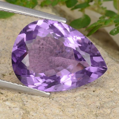 6.55ct Naturel Violet moyen Améthyste, En forme de poire, VVS-VS