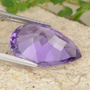 Améthyste Violet moyen naturelle En forme de poire, 6.33 ct, VVS-VS