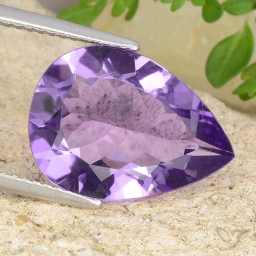 5.76ct Naturel Teinte violet profond Améthyste, En forme de poire, VVS-VS