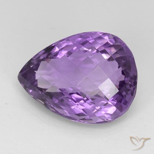 Améthyste Violet violacé naturelle En forme de poire, 24.43 ct, VVS