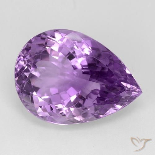 28.56ct Naturel Violet Rosâtre Améthyste, En forme de poire, IF