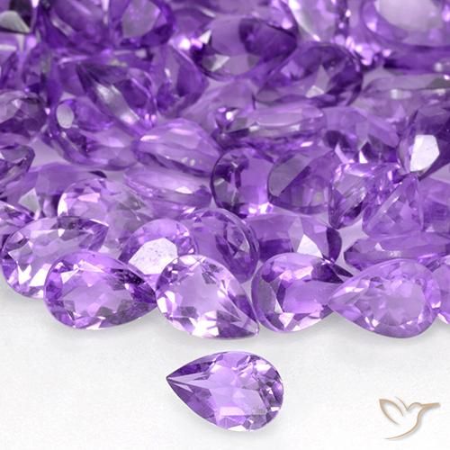 Améthyste Pourpre violacé profond naturelle En forme de poire, 0.38 ct, VVS-VS