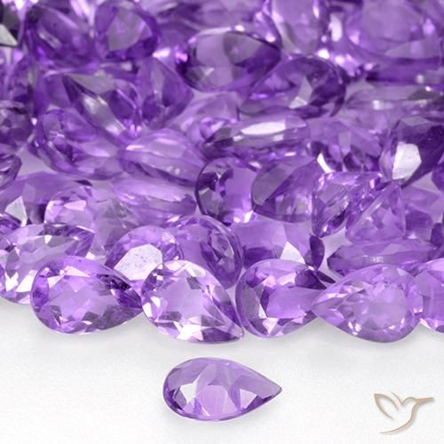 Améthyste Pourpre violacé profond naturelle En forme de poire, 0.38 ct, VVS-VS