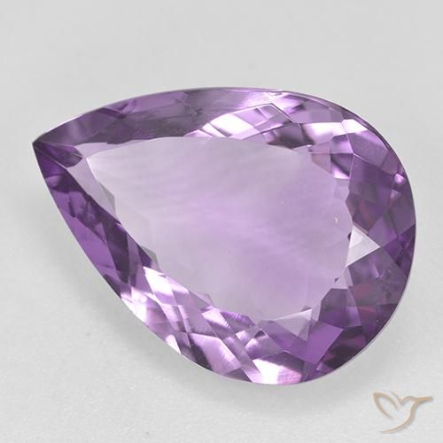 Améthyste Light-Medium Violet naturelle En forme de poire, 7.98 ct, VVS-VS