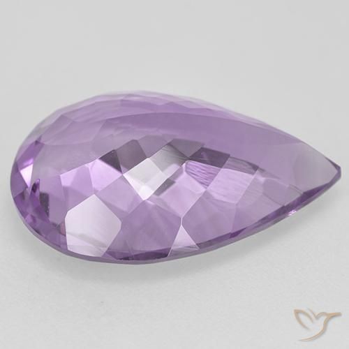 Améthyste Light-Medium Violet naturelle En forme de poire, 7.98 ct, VVS-VS