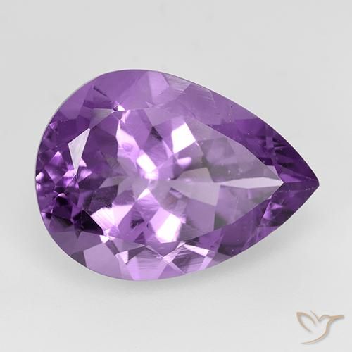 Améthyste Violet violacé naturelle En forme de poire, 7.02 ct, VVS-VS