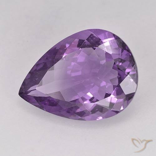 Améthyste Violet violacé naturelle En forme de poire, 6.43 ct, VVS