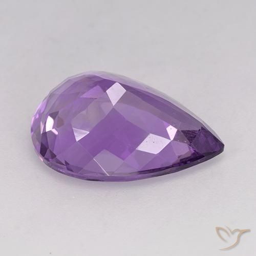 Améthyste Violet violacé naturelle En forme de poire, 6.43 ct, VVS