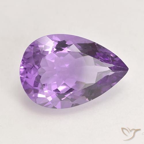 Améthyste Pourpre violacé moyen naturelle En forme de poire, 5.48 ct, VVS-VS