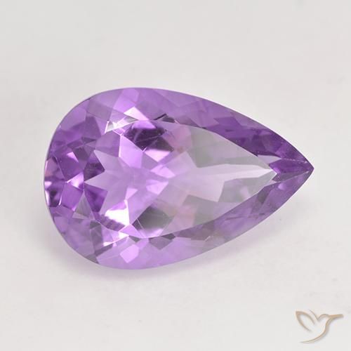 Améthyste Pourpre violacé moyen naturelle En forme de poire, 5.07 ct, VVS-VS