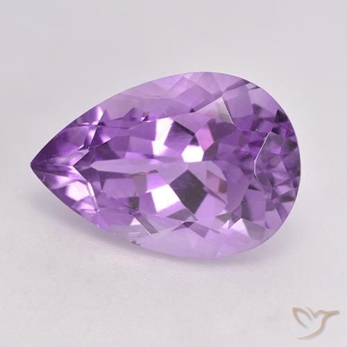 Améthyste Pourpre violacé moyen naturelle En forme de poire, 5.68 ct, VVS-VS