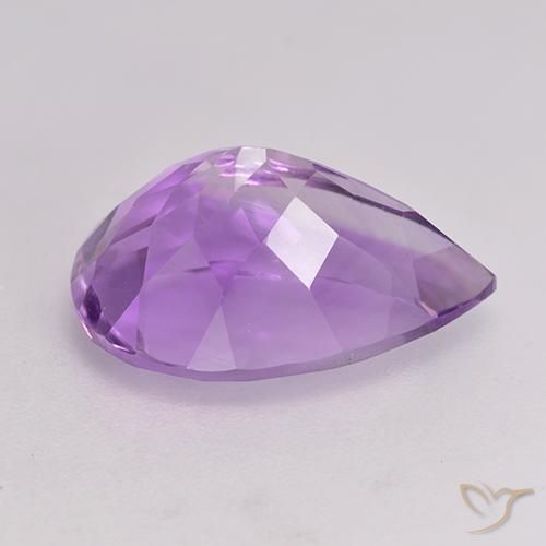 Améthyste Pourpre violacé moyen naturelle En forme de poire, 5.68 ct, VVS-VS