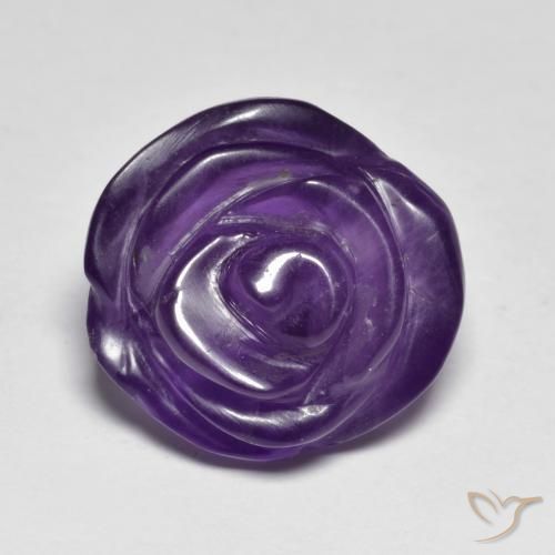 11.31ct Naturel Violet moyen Améthyste, Taille Fleur, Translucide