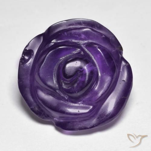 15.17ct Naturel Violet moyen Améthyste, Taille Fleur, Translucide