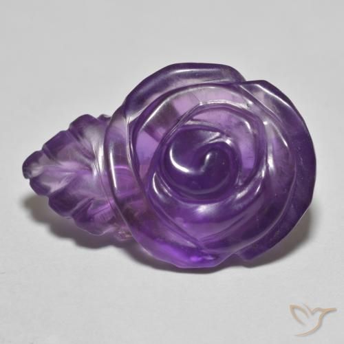 12.57ct Naturel Violet moyen-léger Améthyste, Taille Fleur, Translucide