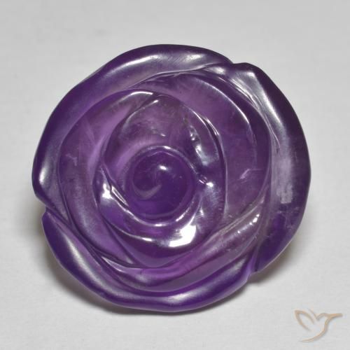 17.95ct Naturel Violet foncé Améthyste, Taille Fleur, Translucide