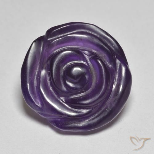 11.91ct Naturel Violet foncé Améthyste, Taille Fleur, Translucide