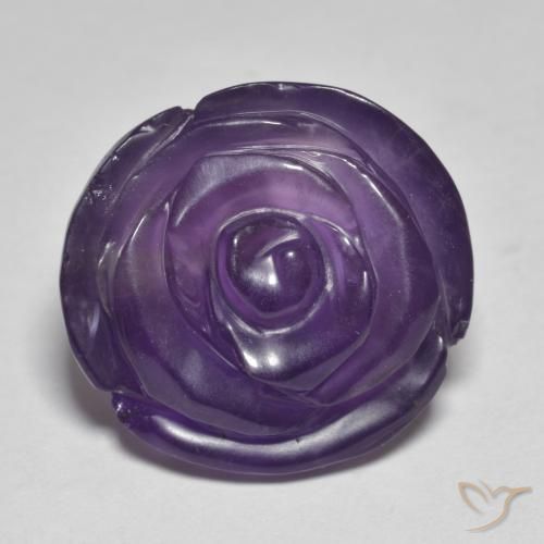 16.93ct Naturel Violet foncé Améthyste, Taille Fleur, Translucide