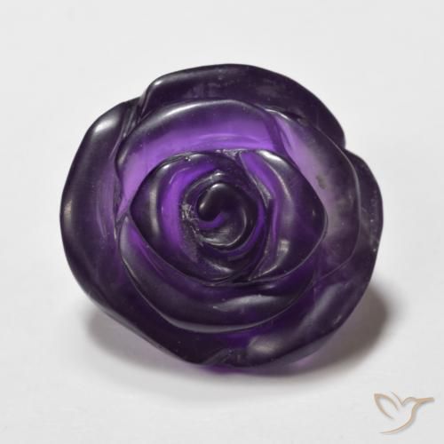 15.37ct Naturel Violet foncé Améthyste, Taille Fleur, Translucide