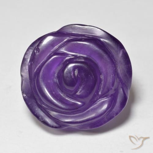 15.46ct Naturel Violet moyen Améthyste, Taille Fleur, Translucide