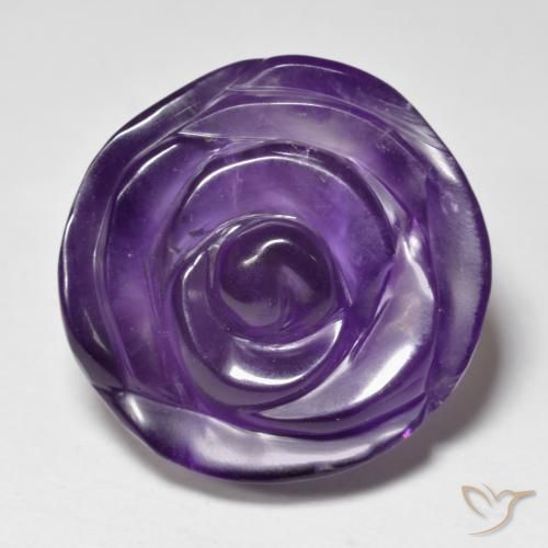 24.20ct Naturel Violet moyen Améthyste, Taille Fleur, Translucide