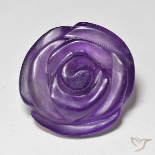 15.69ct Naturel Violet moyen Améthyste, Taille Fleur, Translucide