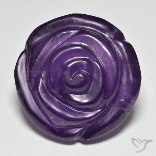 26.05ct Naturel Violet foncé Améthyste, Taille Fleur, Translucide