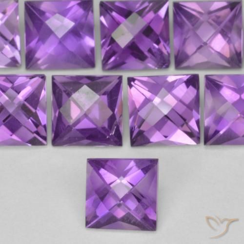 0.70ct Naturel Violet moyen Améthyste, Carré, VVS-VS