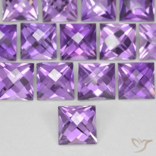Améthyste Violet Rosâtre naturelle Carré, 0.67 ct, VVS-VS
