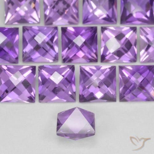 Améthyste Violet Rosâtre naturelle Carré, 0.67 ct, VVS-VS