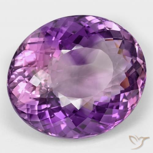 Améthyste Violet rose vif naturelle ovale, 82.02 ct, VVS