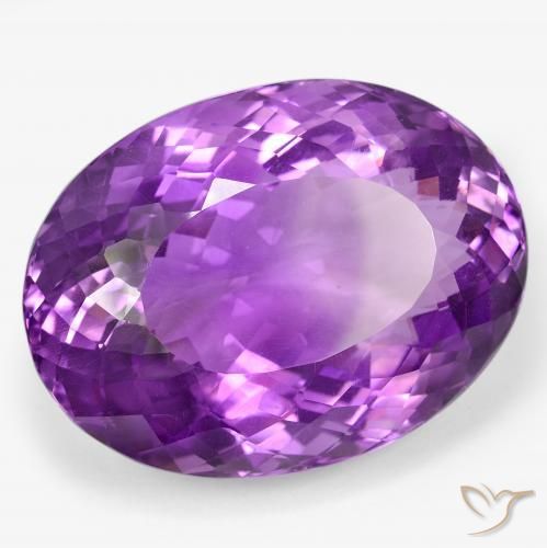 Améthyste violet vif naturelle coupe ovale, 105,63 ct, VVS