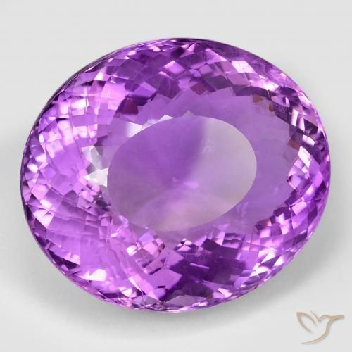 Améthyste Pourpre violacé moyen naturelle ovale, 96.04 ct, VVS-VS