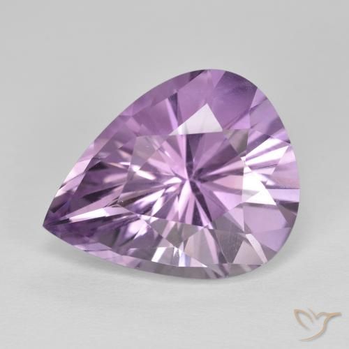 7.77ct Naturel Violet grisâtre léger Améthyste, En forme de poire, VVS