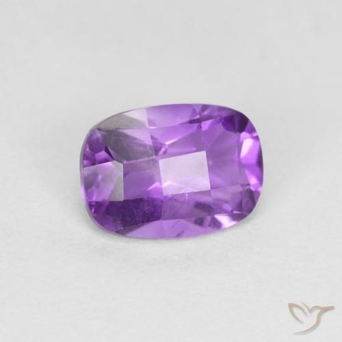 Améthyste Violet vif naturelle Coussin, 0.81 ct, VVS-VS