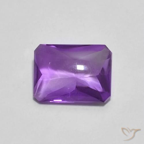 1.38ct Naturel Violet foncé Améthyste, Taille émeraude, Transparent