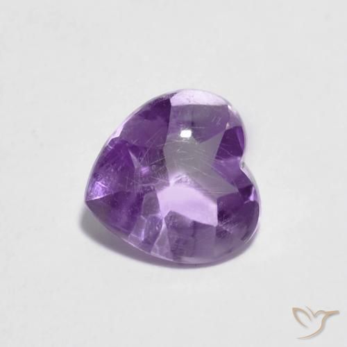 0.89ct Naturel Violet foncé Améthyste, Cœur, Transparent