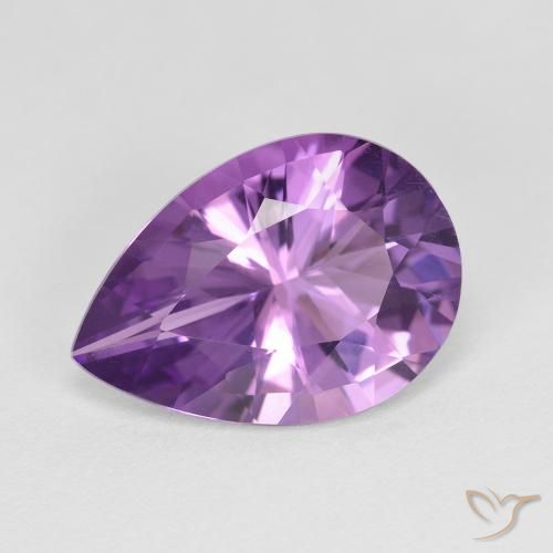 Améthyste Light-Medium Violet naturelle En forme de poire, 4.47 ct, VVS
