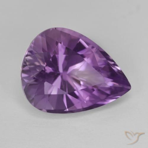 Améthyste Medium Light Purplish-Violet naturelle En forme de poire, 4.74 ct, VVS