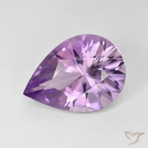 Améthyste Light-Medium Violet naturelle En forme de poire, 7.30 ct, VVS
