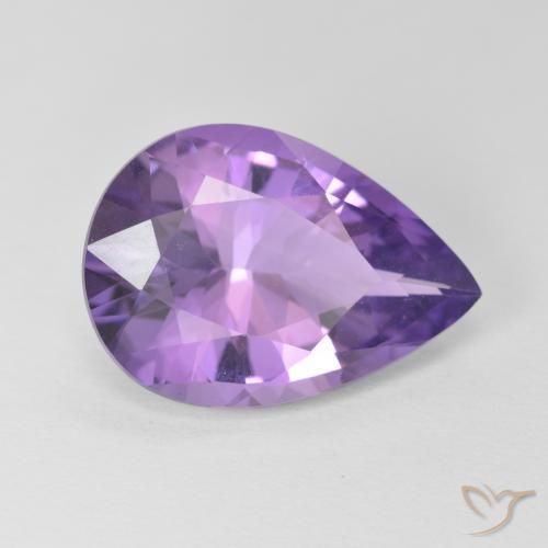 Améthyste Violet moyen naturelle En forme de poire, 5.39 ct, VVS