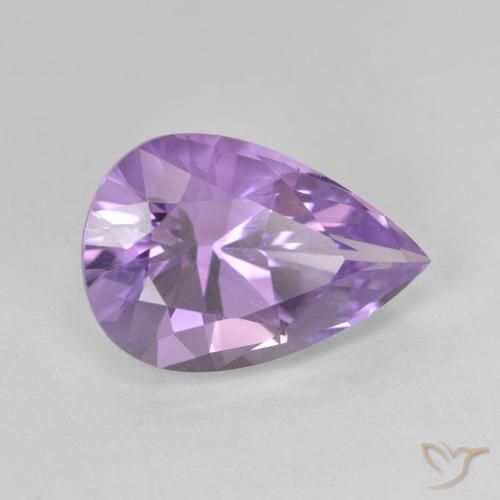 Améthyste Medium Light Purplish-Violet naturelle En forme de poire, 4.86 ct, VVS