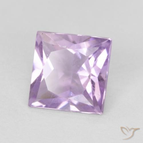 Améthyste Violet rosâtre léger naturelle Carré, 1.06 ct, VS