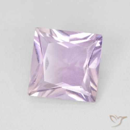 Améthyste Violet rosâtre léger naturelle Carré, 1.35 ct, VS