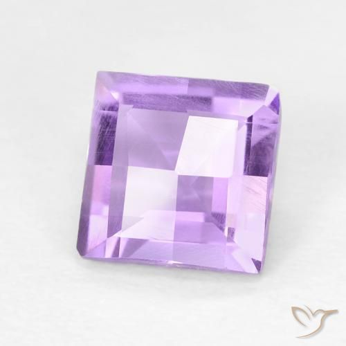 Améthyste Violet rosâtre léger naturelle Carré, 1.35 ct, VVS-VS