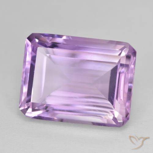 Améthyste Violet Rosâtre naturelle Octogone / coupe Émeraude, 18.72 ct, VVS-VS