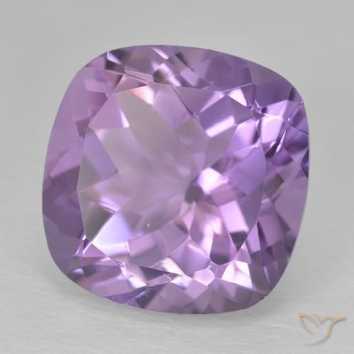 Améthyste Medium Light Purplish-Violet naturelle Coussin, 12.54 ct, VVS-VS