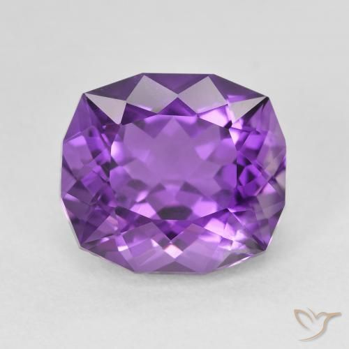 Améthyste Violet vif naturelle Coussin, 6.33 ct, VS
