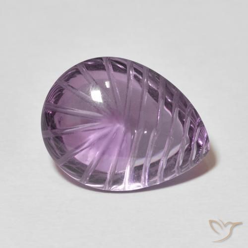Améthyste Violet grisâtre naturelle En forme de poire, 11.59 ct, Transparent