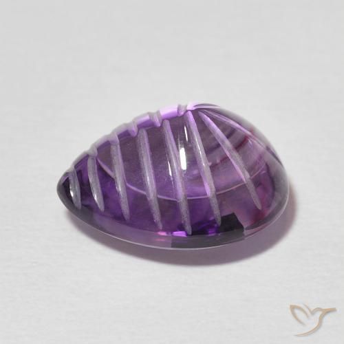 Améthyste Violet intense naturelle En forme de poire, 5.88 ct, Transparent